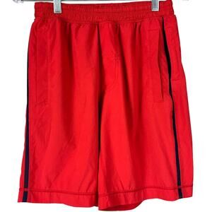 Lululemon Pace Breaker Shorts Linerless Red Blue Stripe Men's Size Medium EUC